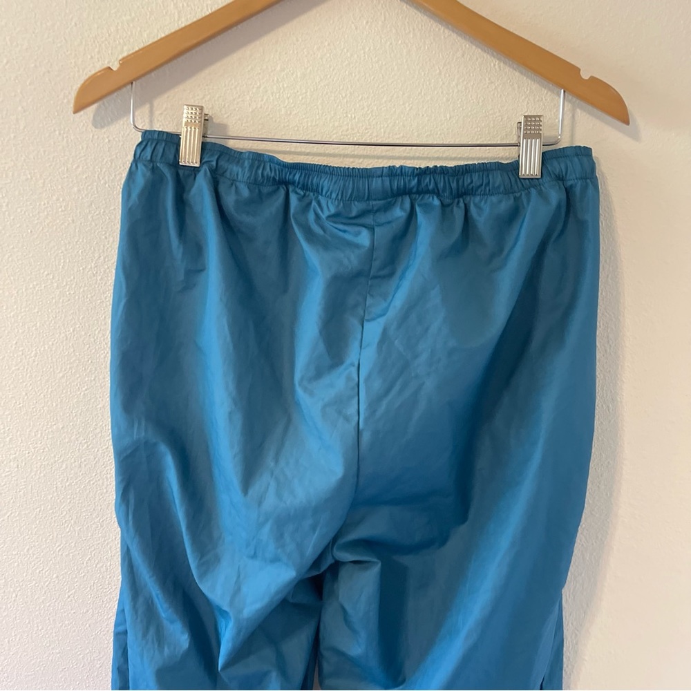 Vintage 90s Nike Teal Track Pants Zip Velcro Ankle Elastic Waistband Pockets-M - Picture 7 of 11